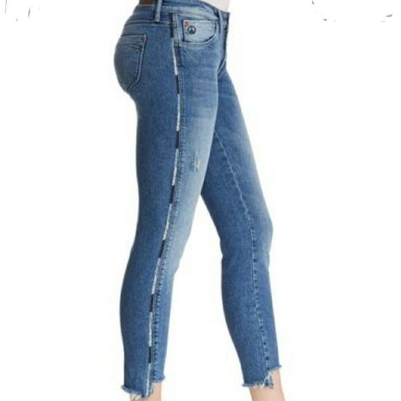 Mavi Adriana distressed mid rise skinny ankle jean raw hem size 25 - Picture 3 of 16